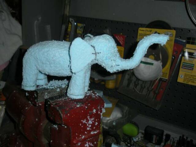Elephant cast in brass using lost foam process